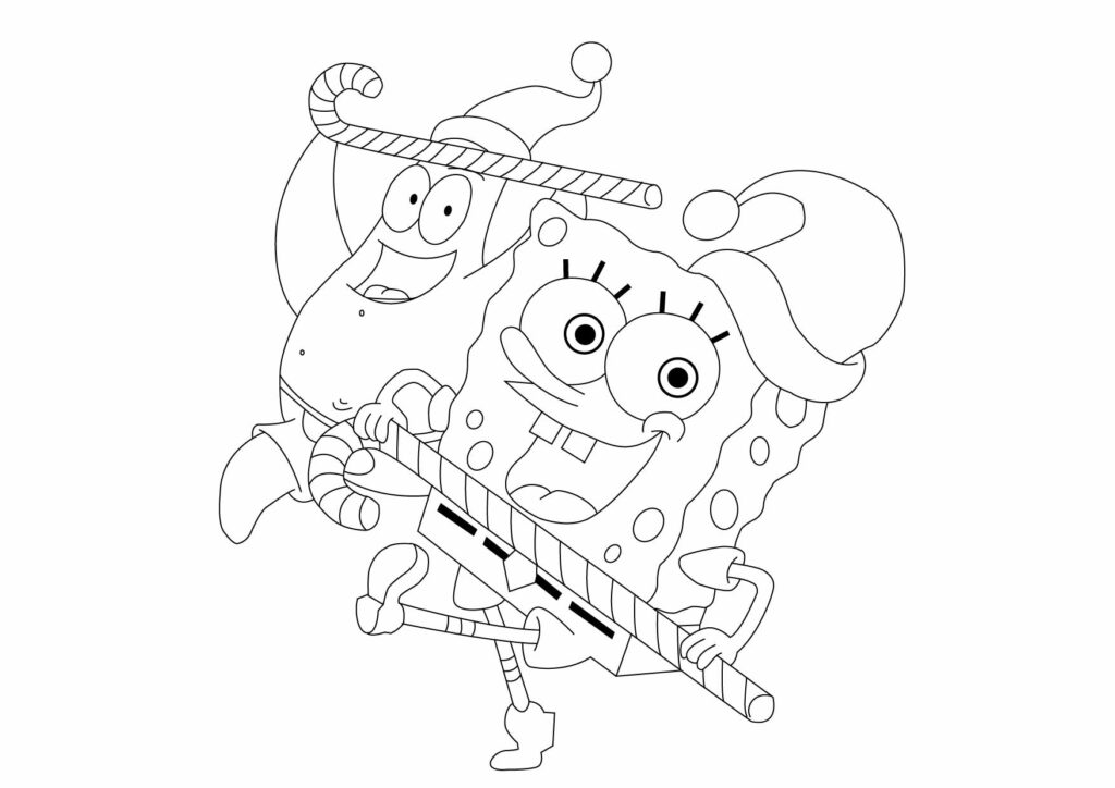 spongebob and patrick free coloring page from spongebob squarepants